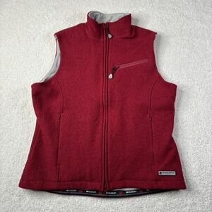 Vintage Woolrich Vest Womens Medium Red 100% Wool Knit Fleece‎ Zip Up Sweater